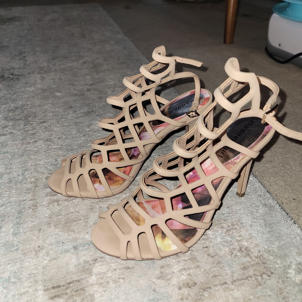 Madden Girl Beige Strappy Heels
